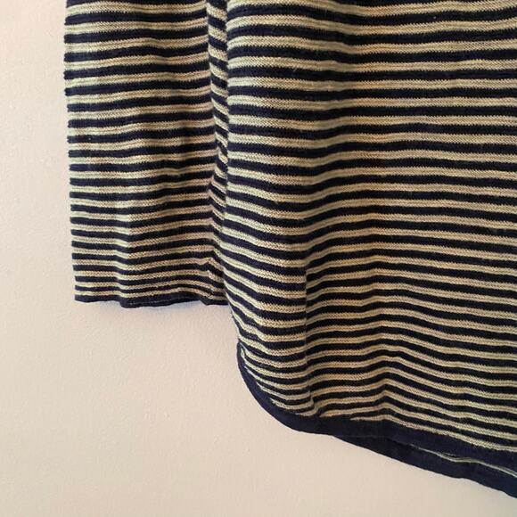 Eileen Fisher Navy White Striped Long Sleeve Cotton Linen Women's size Medium - Picture 4 of 10